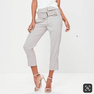 Foldover-waist Crop Cigarette Trousers